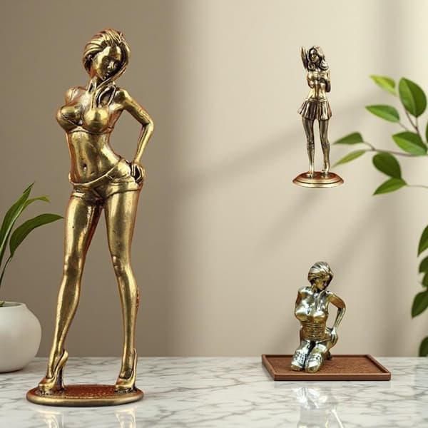 Legering Finish Feminin Statue Udsøgt Håndværk Retro Æstetik A5