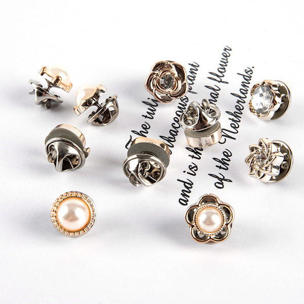 10 st knapp brosch Set Fashion Pearl Rhinestones Pin Coat Clot A2