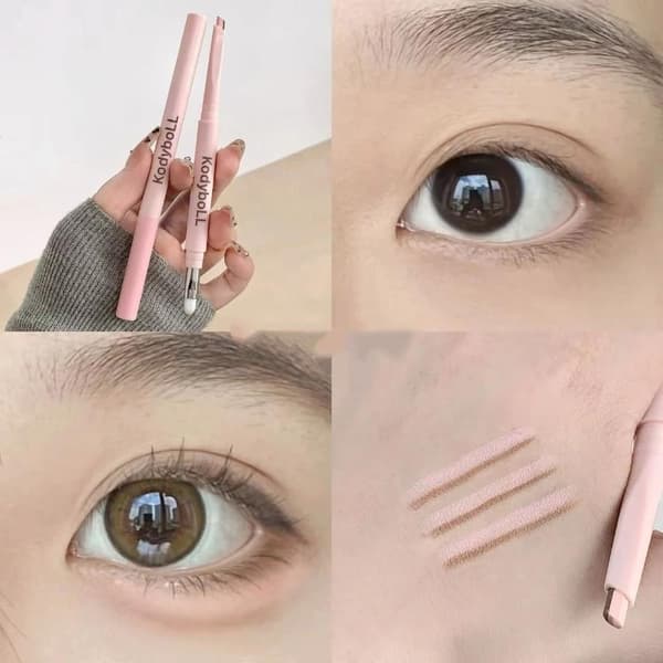 Tvåfärgad Matt Highlighter Ögonskuggspenna för Under Ögonen Nude Beige A2