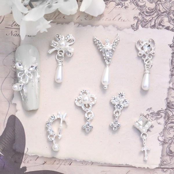 5 st Nail Diamond Nail Art Decor Pearl Pendant Diamond Nail Dri A3