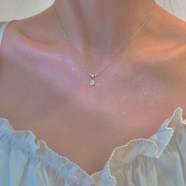 Ny mote sirkon halskjede Crystal Water Drop anheng halskjede