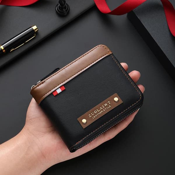 Retro kort lommebok for menn Light Coffee