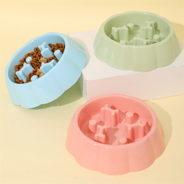 Pet Slow Bowl Puppy Bowl Sklisikker Slow Feeder Dog Rice Bowl S