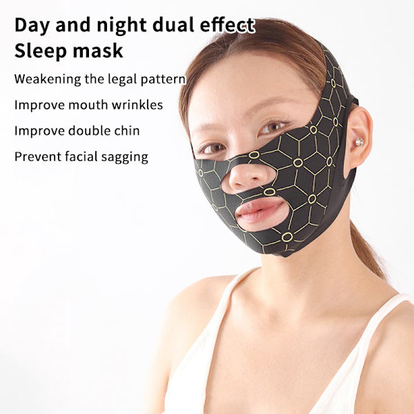 Elastisk V-formad maskrem Dubbelpress Ansiktsskulpterande mask Black regular