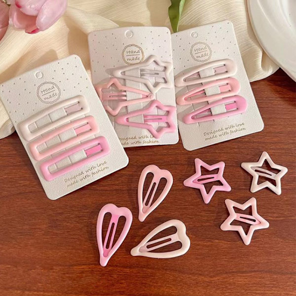 3 stk/sett Nye jentemote geometriske stjerner Ornament Rosa hår C A1