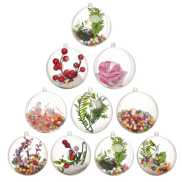 5 stk 4/5/6/7/8cm Klare Kuler Fyllbare Pynt Juletrær Eller 4cm