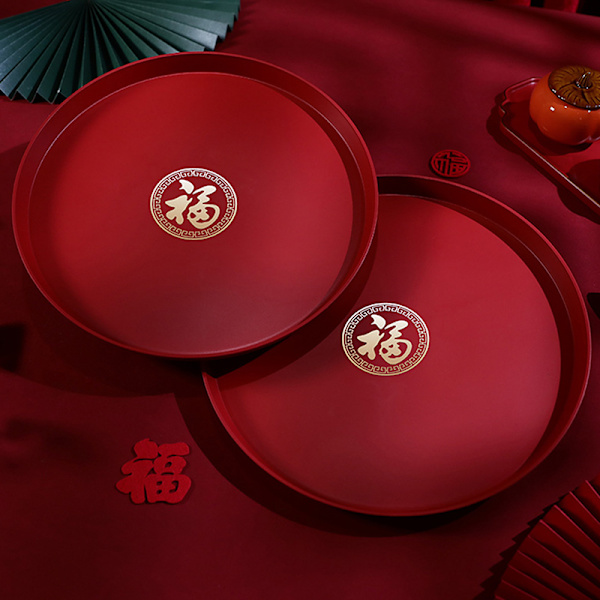 Hot Red Plastic Bakke Aflang Rund Firkantet Toast Xi Tray Hotel W A