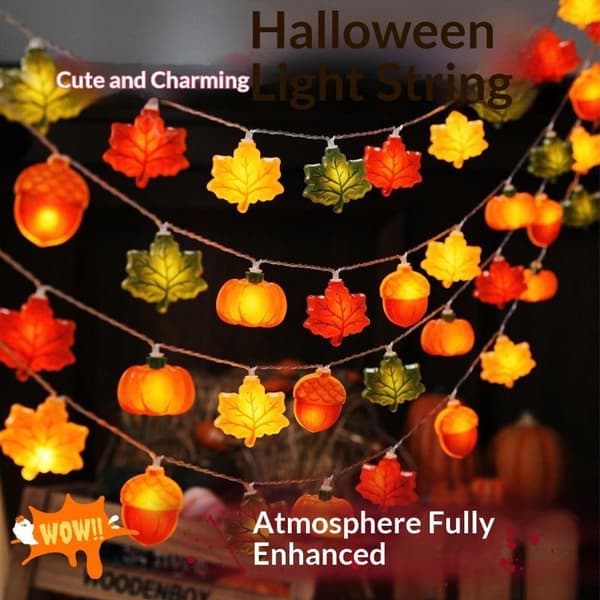 1,5 m LED-blad græskar nød lyskæde til hjemmet Halloween Tak B size1