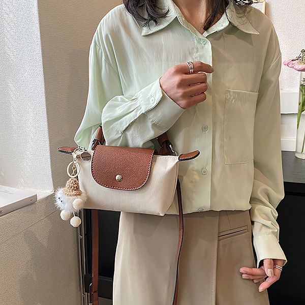 2023 Dameveske Ny Tote Bag Nylon Mini Dumplings Farget Unde Brown White