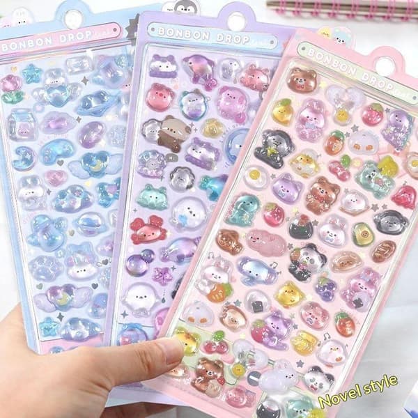 Snoopy Chii Kawa Usagi Bonbon Drop Seal Sticker 3D Relief Negl A9