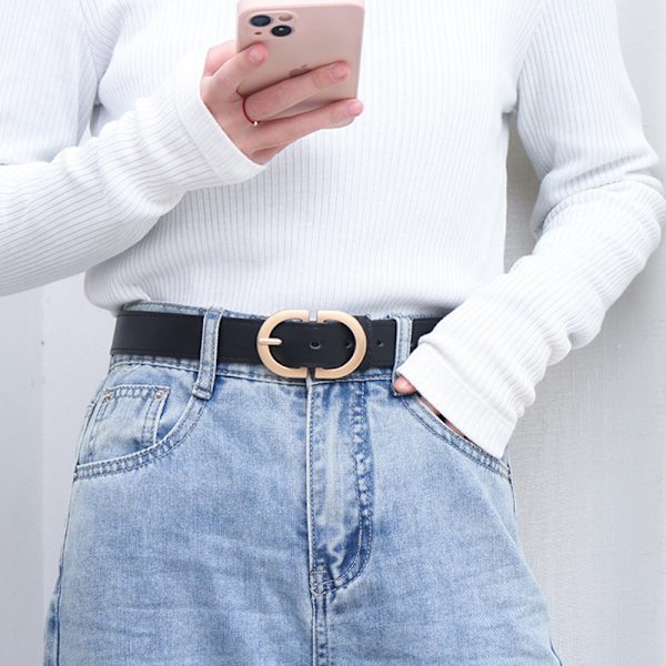 100 cm kvinnligt modebälte metall spänne bälte kostym jeanskläder Black