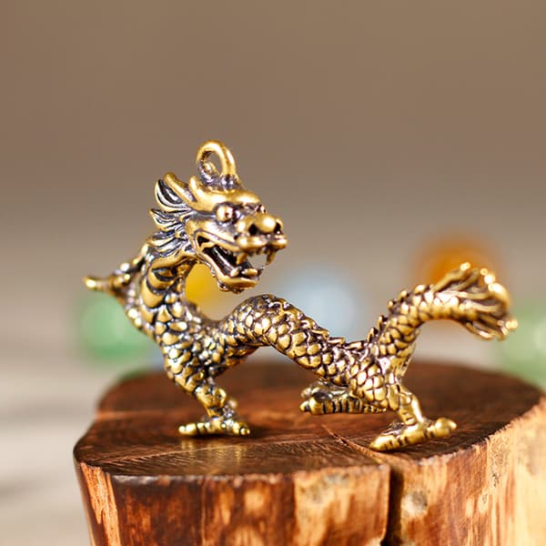 Beast Dragon Staty Bronsfigurer Ornament Antik koppar M