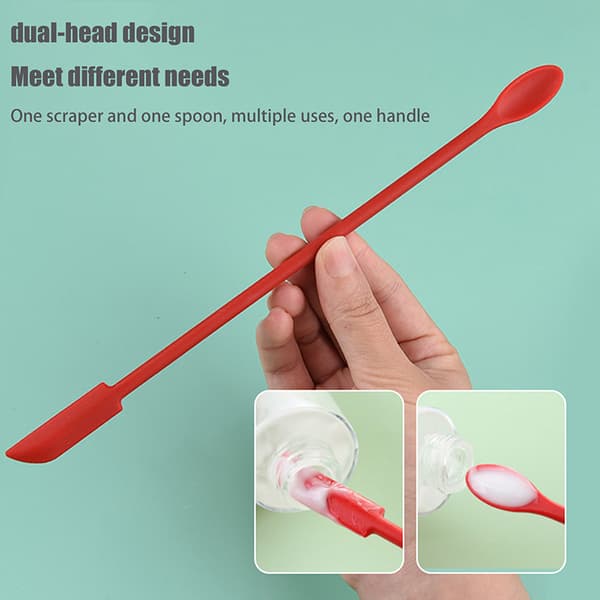 Silikon Mini Spatel Burk Skrapa Skopa Spets Lång Dubbelhuvud Multicolor 3Pcs