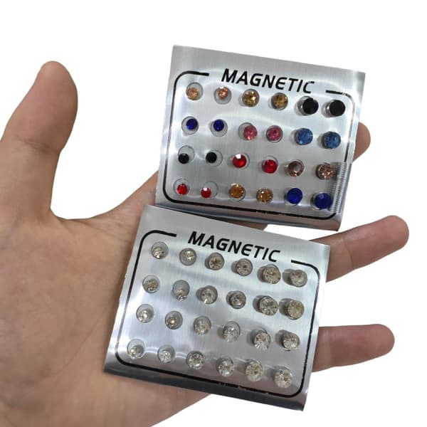Magnetiske Ørestikker 4/5/6MM Runde Krystal Uden Piercing 5MM Silver