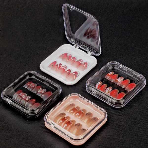 Akryl False Nail Storage Box Smycken Presentbox för DIY Press-o Pink