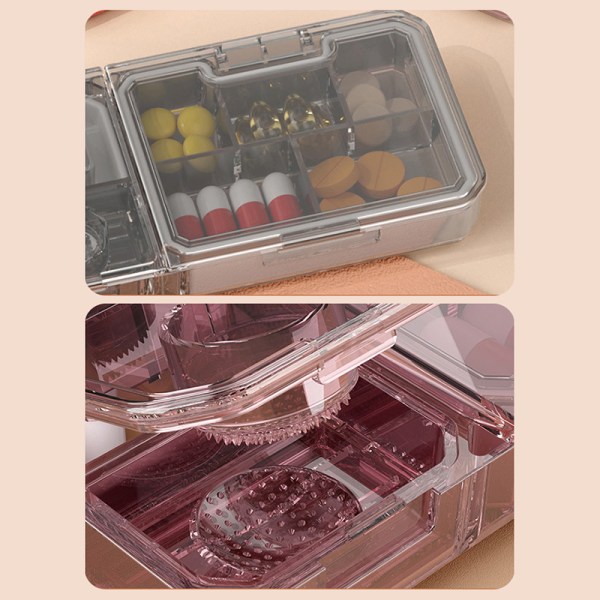 Pill ter Dispenser Medicin Organizer Rejse Pille Etui Med Hav Gray