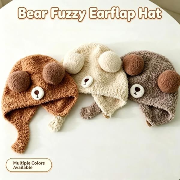 Blød Vinter Plys Bjørneøre Børnehat Varm Vindtæt Flere Farver A1