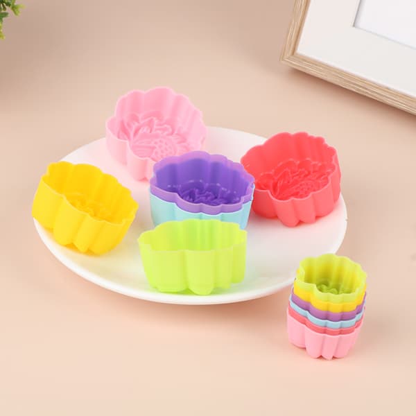 5 stk 3/5cm Lotus Silikonform Kake Muffin Baking Nonstick Reus 3cm 5pcs