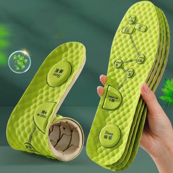 Acupressure on Foot Insole Soft Breathable Sport Cushioning Ins Green 37-38