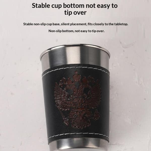 4 stk/sæt rejsekopper rustfrit stål kop med læder kaffe vin 70ML