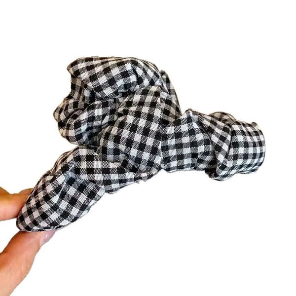 Top n-stil Minimalistisk Sort og Hvid Ternede Boble Hårklemme Black White