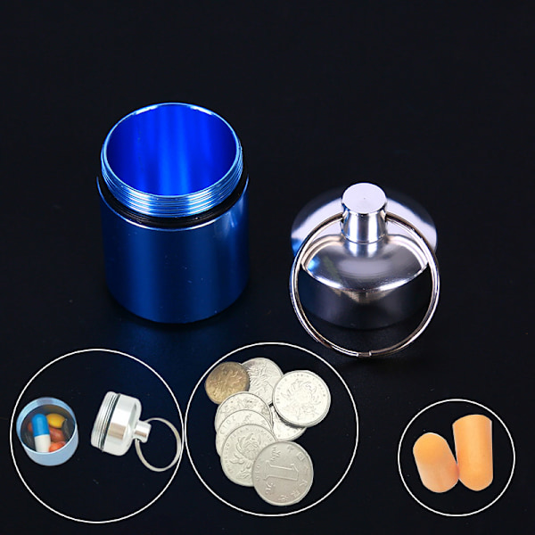 Mini bærbart aluminiumsæske Bære flaske Ørepropper Box nøglering