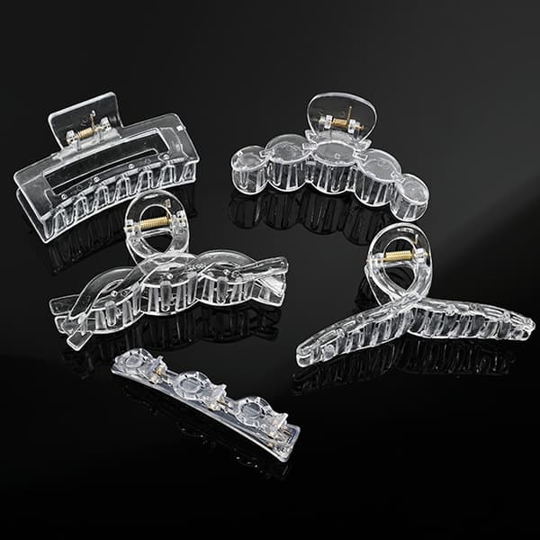 Akryl Clear Claw Transparent plasthårklämmor Blank hårnål A10