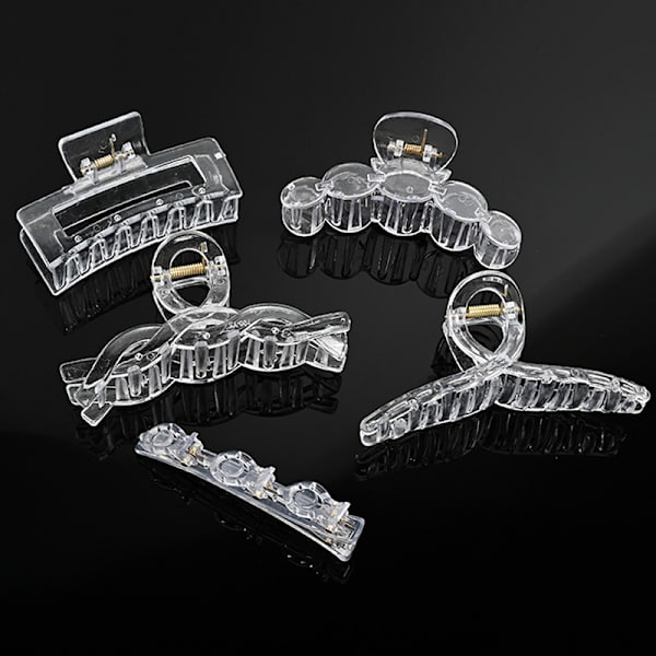 Akryl Clear Claw Transparent plasthårklämmor Blank hårnål A2