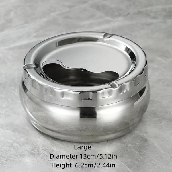 Vindtätt askfat i rostfritt stål med rostfri design 3 Silver 14cm