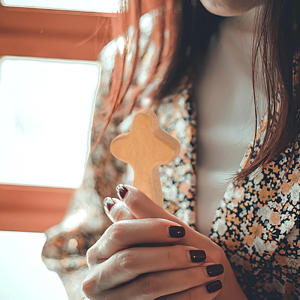 1/5 stk håndholdt lommebønn Comfort Holdekors Christia Wood color 5Pcs