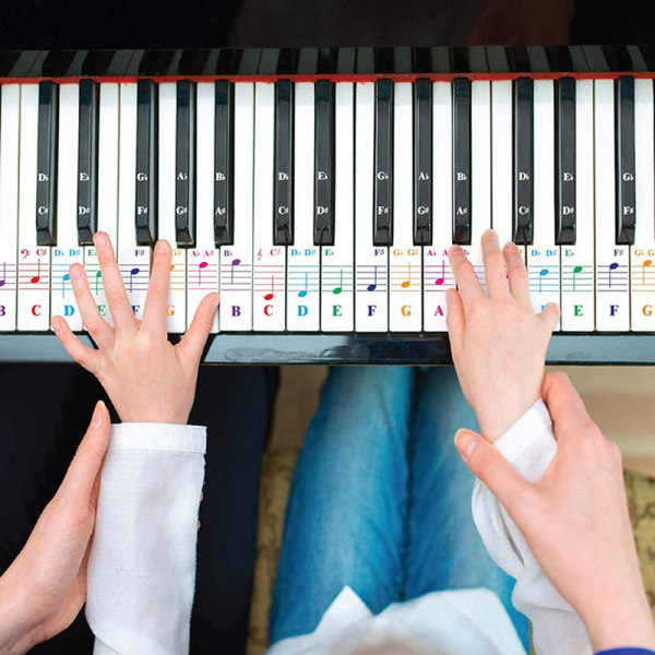 Gjennomsiktig klaviaturklistremerker 88 tangenter, avtakbar musikk