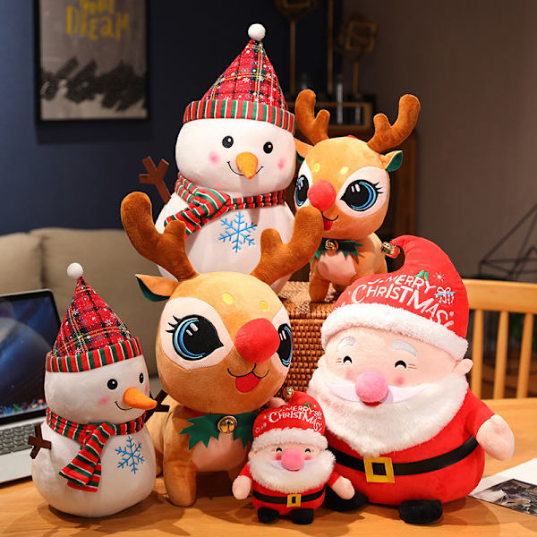 Härlig jultomte & älg snögubbe plyschleksaker gosedjursdocka Snowman
