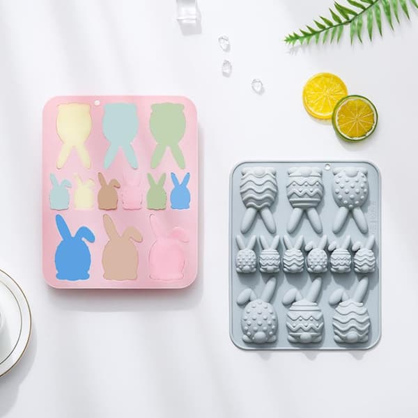 Påskehare æggeformet silikoneform DIY kagekiks chokolade Blue