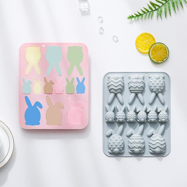 Påskehare eggformet silikonform DIY kakekjeks sjokolade Pink