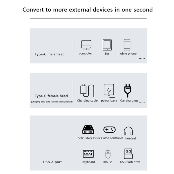 USB Type-C 10Gbps OTG 2in1-adapter med 100W PD-laddningsanslutning Adapter