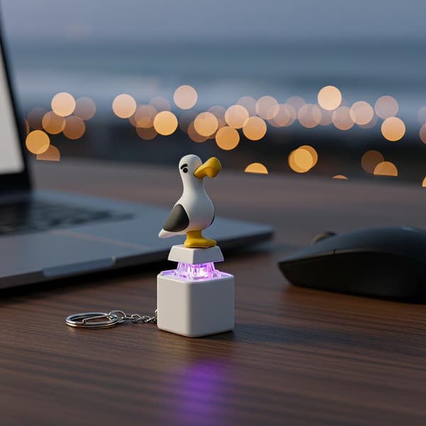 Sjov e Mågeformet Fidget Tastatur Fidget Legetøj Nøglering Fin