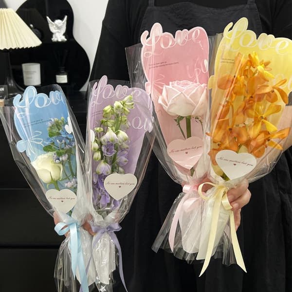 Transparenta rospåsar Blomsterbukett Plastpåse Bukett A6