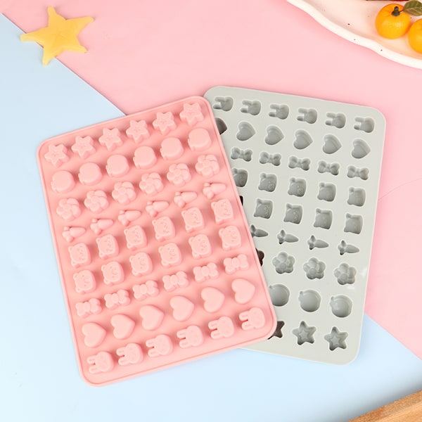 54 håligheter frukt djur silikonform DIY choklad isbit T Pink