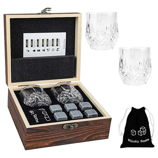 Whisky Stenar och Whiskyglas Presentförpackning A