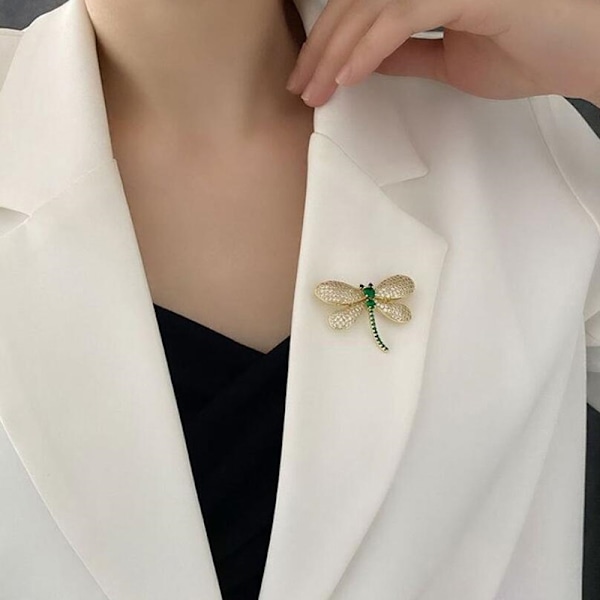 Grøn Rhinestone Metal Insekt Broche Crystal Corsage Pin Fashion