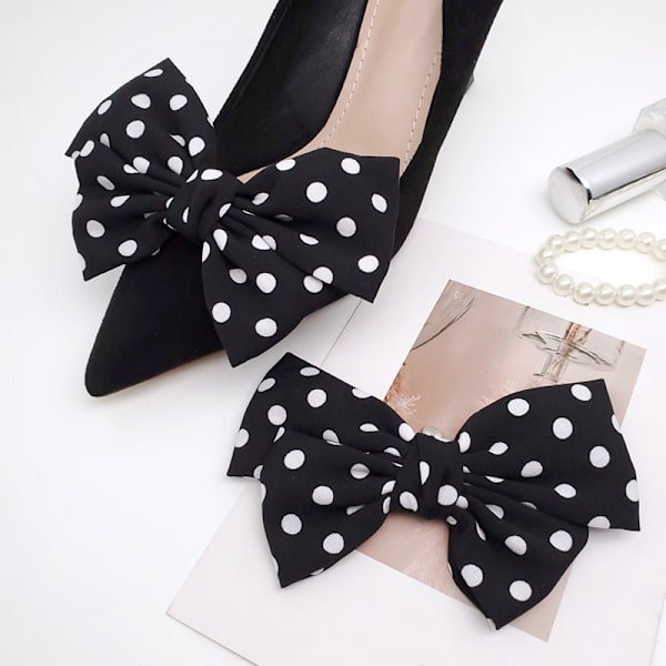 1 par elegante bowknot sko spenne for kvinner ensfargede prikker S White 1
