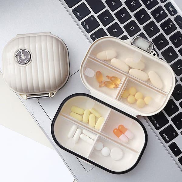 Pill Organizer Mini Storage Weekly Tablet Container Sealed Trav trumpet