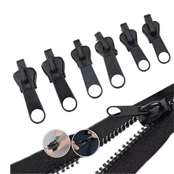 6PCS/Set Universal Instant Fix Zipper Repair Kit Replacement Zi Black