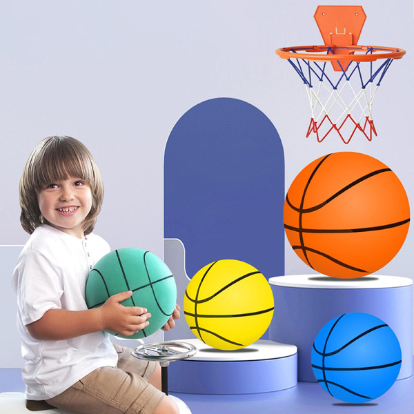 Indendørs Silent Basketball hoppebold til børn og voksne Blue 21CM