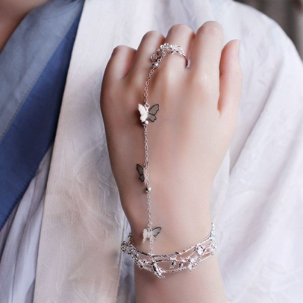 Anime Tian Guan Ci Fu Armband Ring Cosplay Justerbar Butterfl Silver
