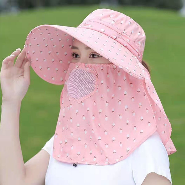 Solhatt Kvinnlig Sommarhatt Cover Ansikte Andningsbar Solhatt Helmatta Gray