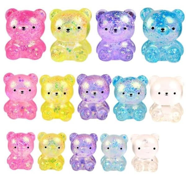 Maltose Candy Glitter Bear Ball Sakte Stigning Sakte Retur Fluffy Multicolor