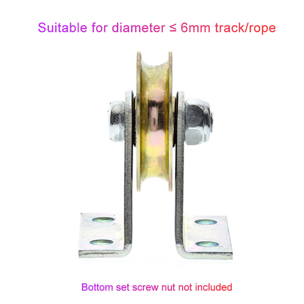 1Set Bracket Pulley Wire Rope Fixed Roller Over-line Hanging Wh 01