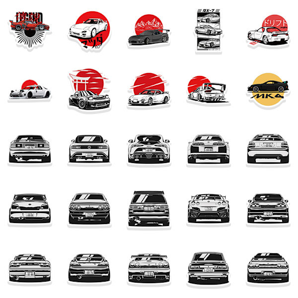 50 stk JDM Retrofit Racing Car Graffiti Stickers Telefon Laptop