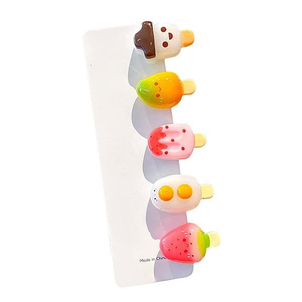 10 kpl e Mini Ice Cream läpinäkyvä hauska hiusklipsi naisille A1